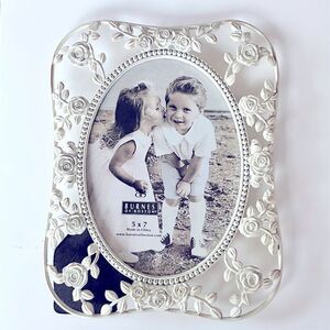 Burnes of Boston White Floral Metal Picture Frame